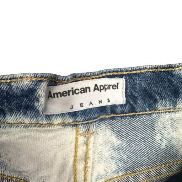 American Apparel Jeans Women 25 Denim High Rise Shorts Cuffed Bleached 5 Pocket - Picture 7 of 11